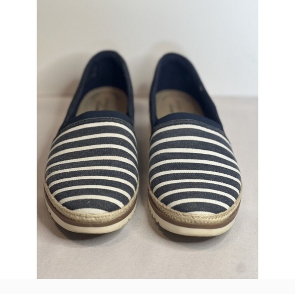 Clarks Shoes Womens 9M Blue Serena Paige Espadrille Slip On Canvas Suede Casual